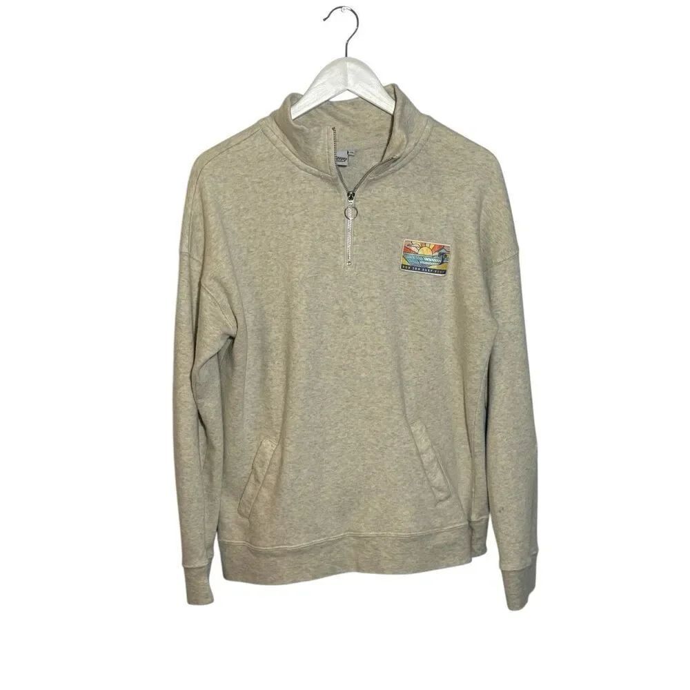 Ron Jon Surf Shop 1/4 zip pullover in light sand - XL